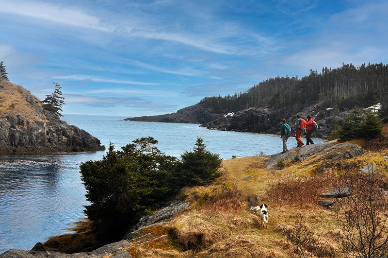 Hiking next to river, leading to the sea